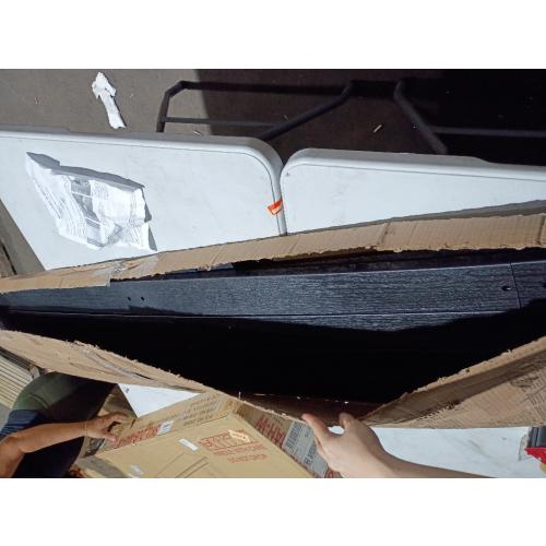 12 in. x 43 in. Lifetime Vinyl Standard Three Board Spaced Board and Batten Shutters Pair Tuxedo Grey (NO TEST)
