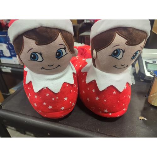 Size XL 13-14 Color red elf on the shelf slippers