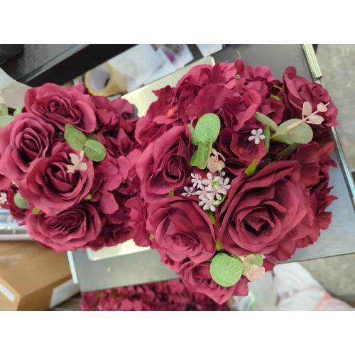 Flower Wedding Centrepieces for Tables: 10 Pcs Burgundy Artificial Flowers Roses Balls  for Centerpiece Fake Silk Rose Arrangements Weddings Reception Birthday Party Decoration