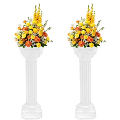 Wedding Roman Pillars,34.65 Inch High,2 Pcs,White(Heart Shaped) | Plastic Vintage Columns and Pillars,for Ceremonies,Events,Banquets,Flower and Plant Display