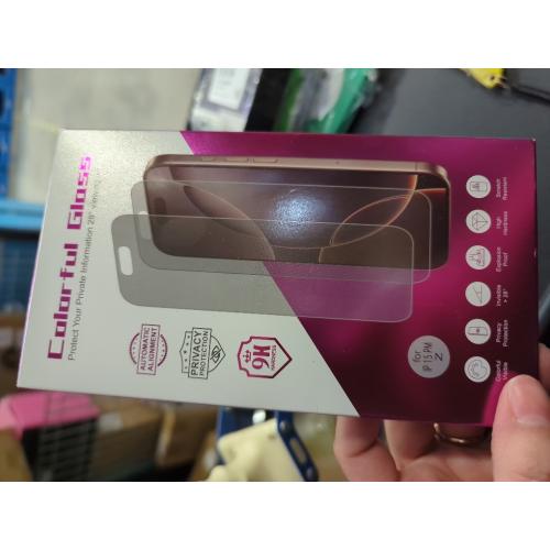 Compatible with iphone 15 Pro Max Privacy screen protector 2 Pack Gradient Colorful 28° Anti-Spy Full Coverage Tempered Glass with Installation Alignment Frame anti Blue light eye protection