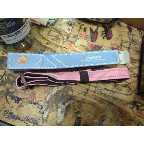 Reflective Dog Collar Padded with Soft Neoprene Breathable Quick Release Basic Dog Collars for Medium Dogs Pink Girl