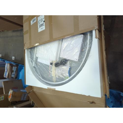 32 Inch Round LED Bathroom Mirror Backlit Anti-Fog Wall Mounted Lighted Bathroom Vanity Mirror 3 Colors Light Dimmable Smart Makeup Mirror with Touch Switch