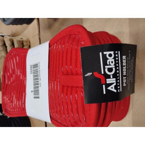 All-Clad Premium Pot Holder & Heating Pad, (6-Pack) Heat Resistant to 500 Degrees, 100% Cotton 10x6.25 for Kitchen and Barbeque, Chili Red