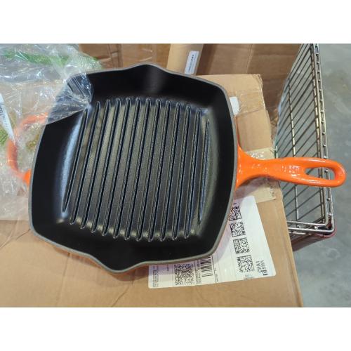 Le Creuset Enameled Cast Iron Signature Square Skillet Grill, 10.25, Flame