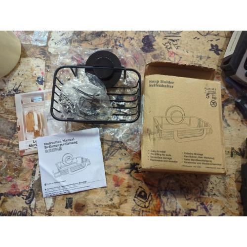 Gecko-Loc Soap Dish Suction mounting Bath soap bar Holder for Bathroom, Metal Bath Shower Bathtub Wall Tile or Kitchen Sink soap or Sponge Dishes - Black