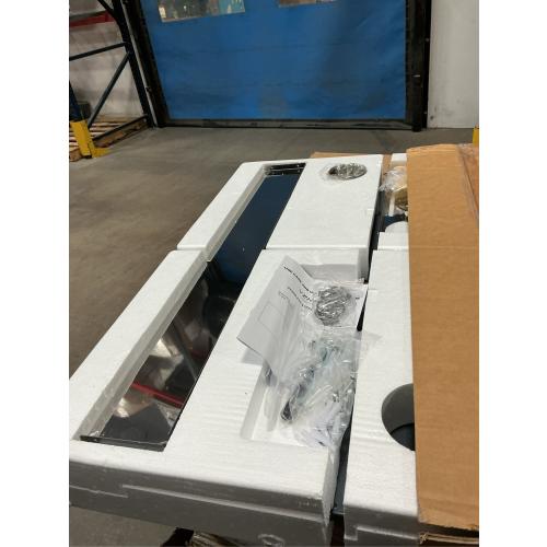 30x30 Stainless Steel Range Backsplash with Stove & Range Hood - Wall Mount Kitchen Back Panel with Storage Shelf & Knife Rack, Pre-Drilled Holes, Easy to Clean & Install