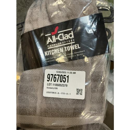 All-Clad Solid Kitchen Towel: Highly Absorbent, Super Soft Long Lasting - 100% Cotton, 17x30 Tea Towel for Cleaning & Drying Dishes, Pans, Glassware, or Countertops, (1-Pack), Titanium Gray