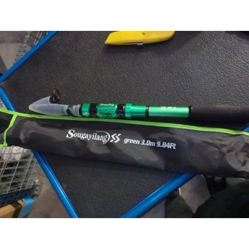 Sougayilang Green 3.0m, 9.84Ft Telescopic Fishing Rod - 24 Ton Carbon Fiber,CNC Machined Reel Seat, Comfortable EVA Handle, Travel Fishing Rod for Bass Trout Fishing
