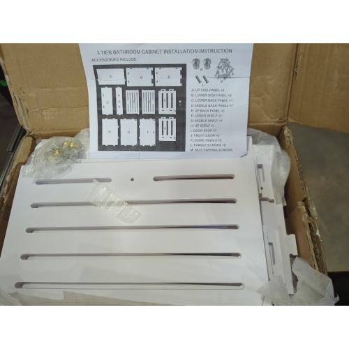 3 tier bathroom cabinet white with gold nobs