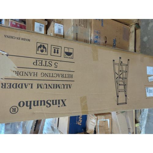 XinSunho 5 Step Ladder, Retractable Handgrip Folding Step Stool with Anti-Slip Wide Pedal, Aluminum Stool Ladders 5 Steps, 330lbs Safety Household Ladder