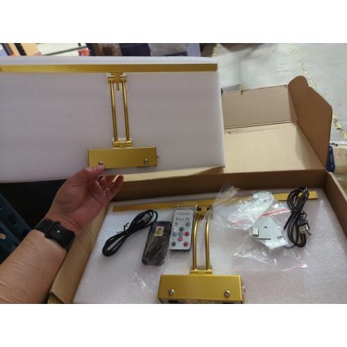 4 Pack Picture Light Battery Operated for Wall, 16 Wireless Art Lighting for Painting, 6 Colors Picture Frame Lights with Remote, Dimmable 5200mAh Gallery Light, Gold