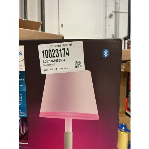 13.78 in. White Indoor/Outdoor White and Color Ambiance Portable Table Lamp (1-Pack)