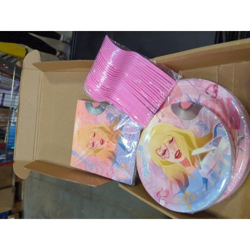 96 Pcs Birthday Party Plates Napkins Forks Supplies Paper Tableware Set Disposable Table Decorations for Girls Birthday Party, Serves 24 Guests