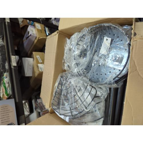 HOUSE AGAIN Corner Shower Caddy Tension Pole with Rotatable Shelves, 4 Ties Adjustable Shelves and 2 Hooks for Bathroom, Rustproof Shower Organizer and Storage, Pole Fit 43-114 Inch Height