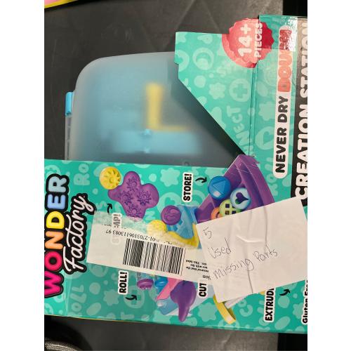 Wonder Factory Never Dry Dough Creation Station; Playset, Stamp, Roll Shape, Many Colors, Ages 2  - missing parts