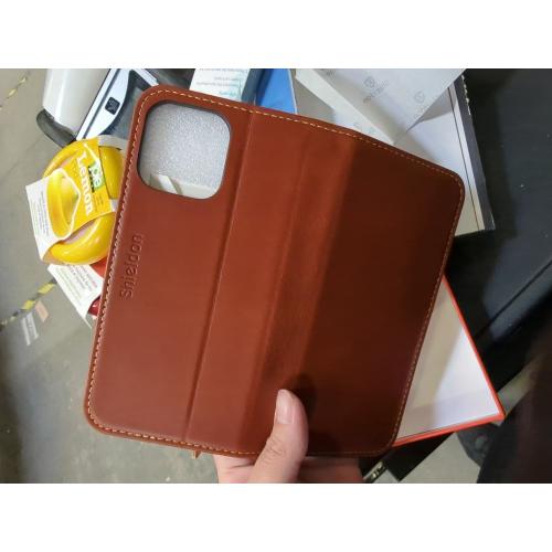 SHIELDON Case for iPhone 15 Pro Max 6.7, Genuine Leather Wallet Flip Magnetic Cover RFID Blocking Credit Card Holder Kickstand TPU Shockproof Case Compatible with iPhone 15 Pro Max 5G - Retro Brown