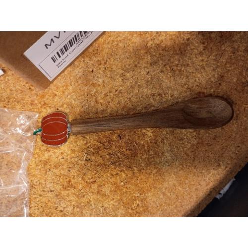 Small Wooden Spoons for Eating,Cute Coffee Spoons,Wooden Teaspoon,Small Wooden Spoons for Honey Coffee Stirring Tea Yogurt Jars, 5.1 Inches Length 4pcs(pumpkin)