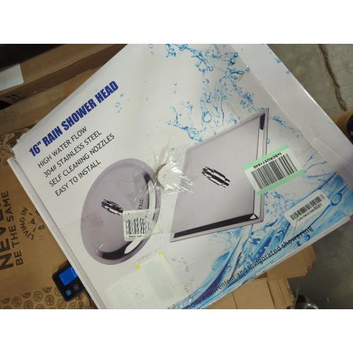 Voolan Oversize Rain Shower Head - High Flow Square Rainfall Showerhead - Waterfall Full Body Coverage - Universal Ceiling or Wall Mount (16 Inch, Chrome)