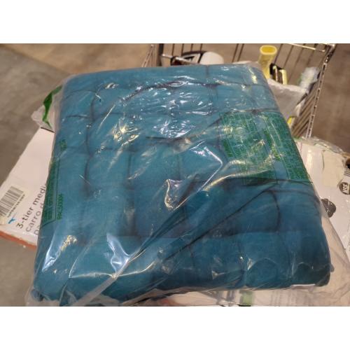 Blazing Needles Polyester 16-inch Twill Rounded Back Chair Cushion, 4 Count (Pack of 1), Aqua Blue