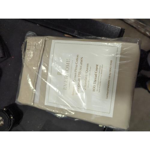 Size- queen Everhome PimaCott Sateen 800-Thread-Count Standard Pillowcases in Peyote