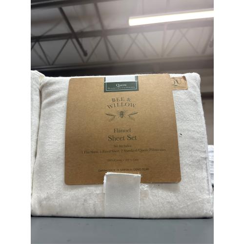 Bee & Willow Cotton Flannel Queen Sheet Set in Coconut Milk