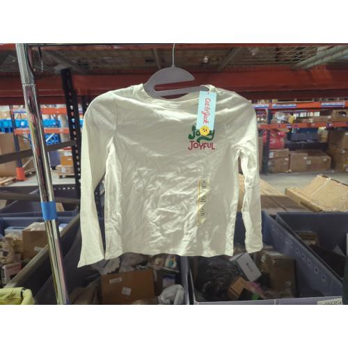 SIZE 6-7. Girls' Long Sleeve 'Jolly and Joyful' Graphic T-Shirt - Cat & Jack™ Off-White S