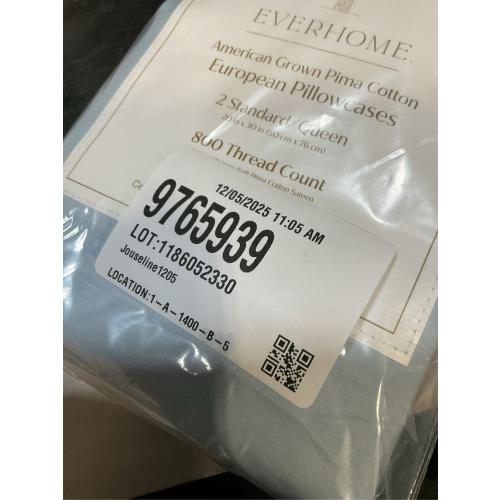Everhome PimaCott Sateen 800-Thread-Count Standard Pillowcases in Skyway (Set of 2)
