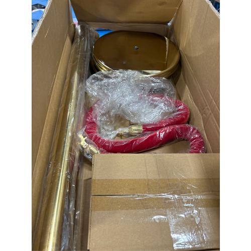 2Pcs Gold Stanchion Post Queue Velvet Ropes and Posts with Soild Base and 1pcs 5 Ft Red Velvet Ropes Carpet Ropes Posts Stanchion Set Crowd Control Barriers for Party Supplies