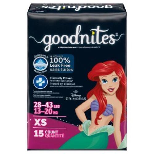 Goodnites Girls' Nighttime Bedwetting Underwear, XS (28-43 lb.), 15 Ct
