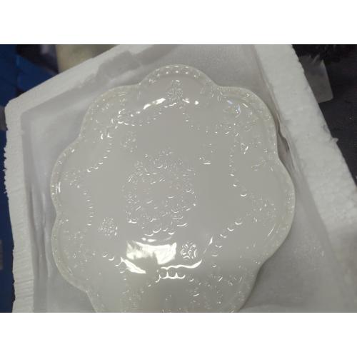 Jusalpha Set of 4- Embossed Lace Porcelain Plate-Dinner Plate Set, Pasta/Salad/Dessert Plate,Tableware Set for Restaurant Family Party Kitchen Use -4 Pieces, FD-PL15 (8 Inche, White)