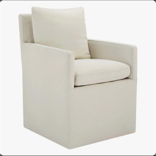 Velvet Vesper Nature Upholstered Armchair With Wheels