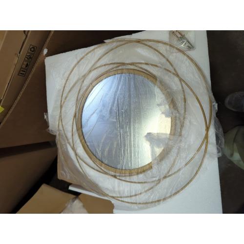Gold Large Round Mirror with Iron Metal Wire Frame Wall-Mounted Mirror for Home Decorative Living Room Bedroom Bathroom Entryway White 16” x 16”