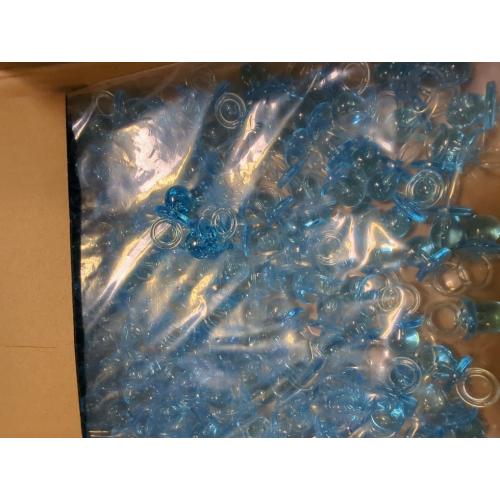 150 Mini Acrylic Pacifiers for Baby Shower Game, 0.86 Inch Bulk Chupones para Gender Reveal Party Favors Table Decoration (Blue)