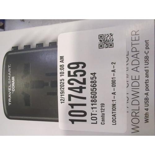 Conair Fast Charge Universal Travel Adapter - All-in-One European and Worldwide Travel Plug Adapter with Surge Protection - Includes USB C Port