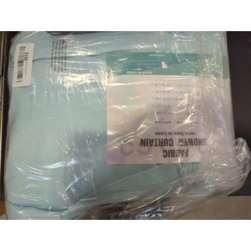 River Dream Extra Long No Hook Slub Textured Shower Curtain with Snap-in PEVA Liner Set - 71 x 86(84), Hotel Style with See Through Top Window, Blue Fabric Curtain & Waterproof Liner, Blue, 71x86