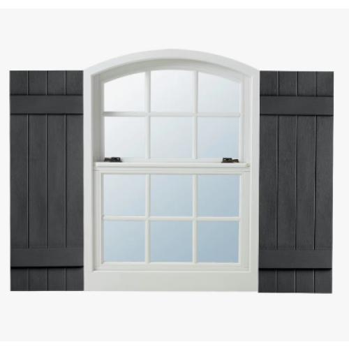 Four Board and Batten Closed Vinyl Shutters Pair Black