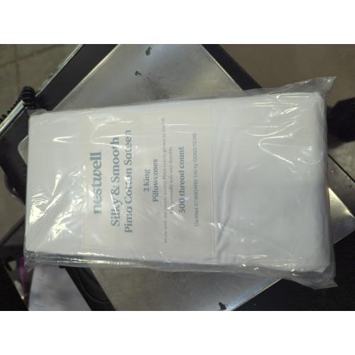 Nestwell Pima Cotton Sateen 500-Thread-Count King Pillowcase Set in Bright White