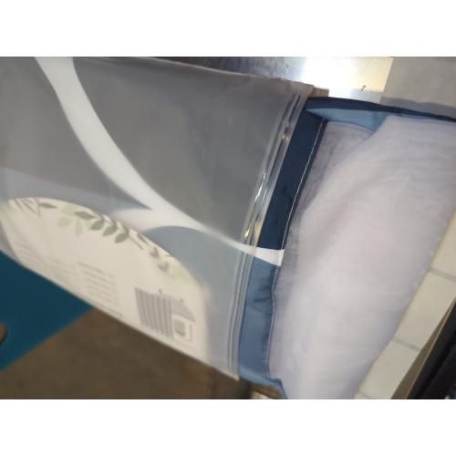 No Hook Aegean Blue Shower Curtain with Snap in Fabric Liner Set - Hotel Style with See Through Mesh Top Window, Modern Geometric Waterdrop Design,Waterproof and Washable, 71x74 INCH