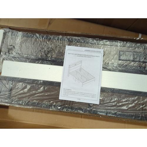 Queen Bed Frame With Storage Headboard and Charging Station Brown