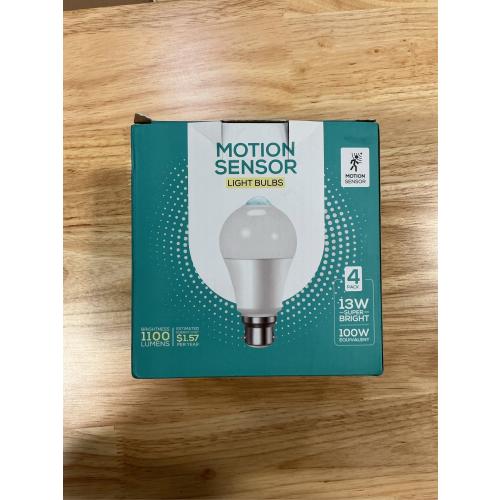 Motion Sensor Light Bulbs Outdoor 4 Packs 13W(100W Equivalent)