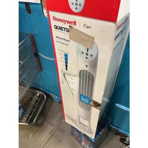 Honeywell QuietSet Whole Room Oscillating Tower Fan with Remote, White, HYF260