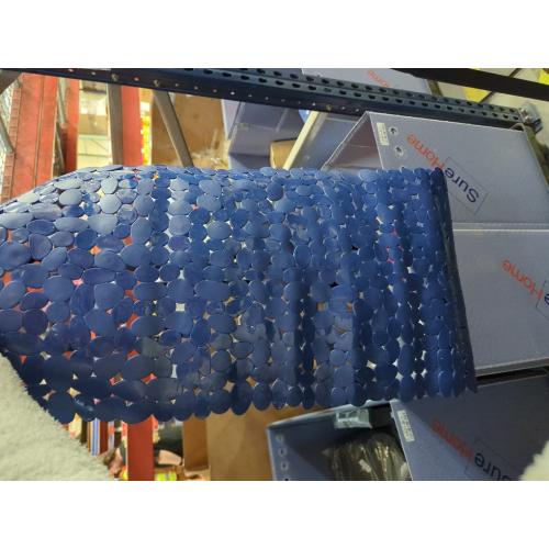SONGZIMING Bathtub Mat Non Slip Pebble Bath Shower Mat with Drain Holes, Suction Cups Mat for Tub 16 W x 35 L, Navy Blue