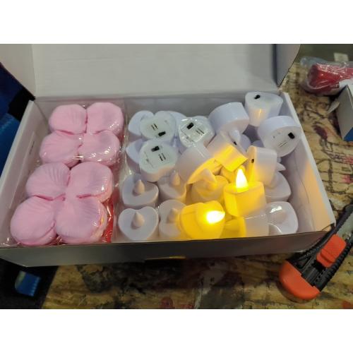 Homemory Rose Petals and Candles Set for Romantic Decorations Special Night, 2000 Pcs Red Rose Petals with 30Pcs LED Heart Candles Lights for Proposal, Anniversary, Birthday, Wedding Decor