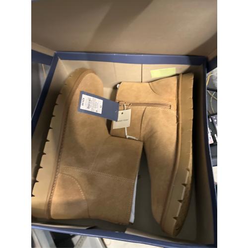 Women's May Faux Suede Booties with Memory Foam Insole - Universal Thread Tan 11