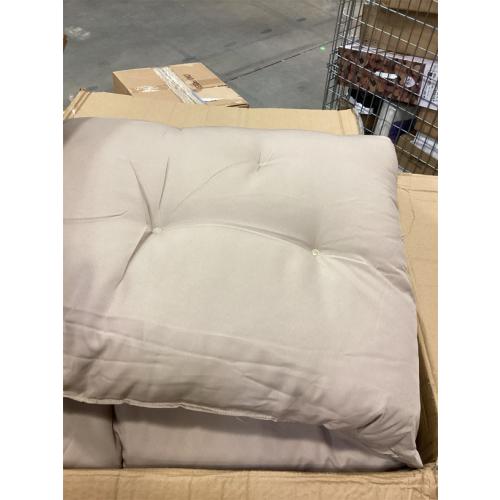 Outsunny 59 x 38 Tufted Bench Cushion for Outdoor Furniture, 3-Seater Replacement for Swing Chair, Patio Sofa/Couch, Overstuffed, Includes Backrest, Khaki