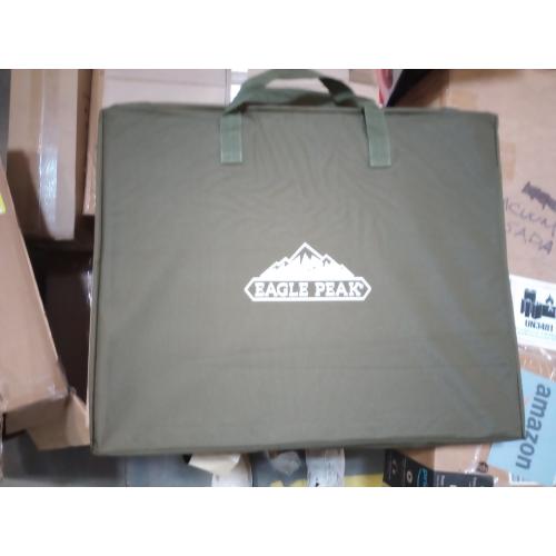 EAGLE PEAK Outdoor Folding Camping Table with Large 3-Tier Storage Organizer and Side Pockets, Easy Set Up Portable Aluminum Camping Kitchen, Green