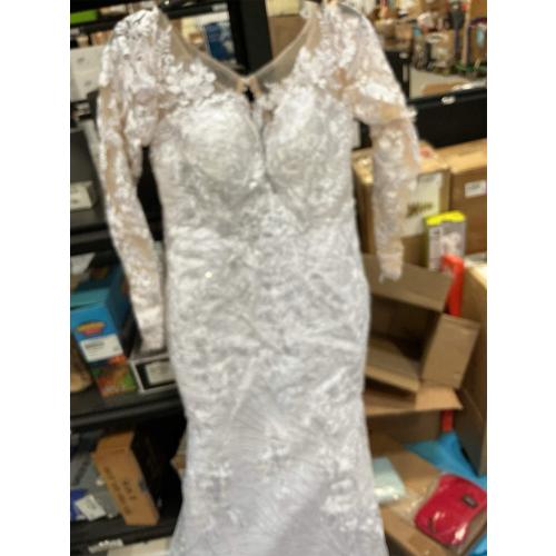 Size M Romantic Bridal Gown Detachable Train Mermaid V Neck Long Sleeve Wedding Dresses with Appliques 2024