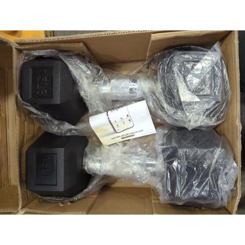 Chrome Encased Hex Dumbbells – Hand Weights With Anti-Slip 30 LBS Pair