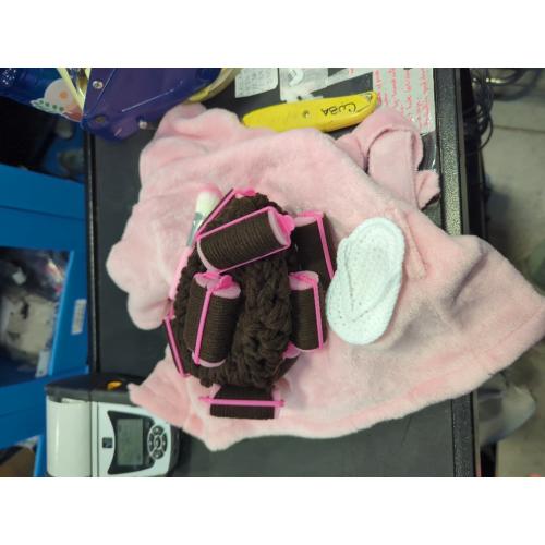 Pink SPOKKI Newborn Photography Props Newborn Girl Photoshoot Outfits Babies Robe Props with Bath Towel Slippers Cucumber Curler Hat Makeup Brush for Infant Boys Girls